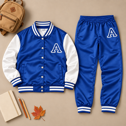 Ensemble Baseball A bleu – flat lay avec accessoires