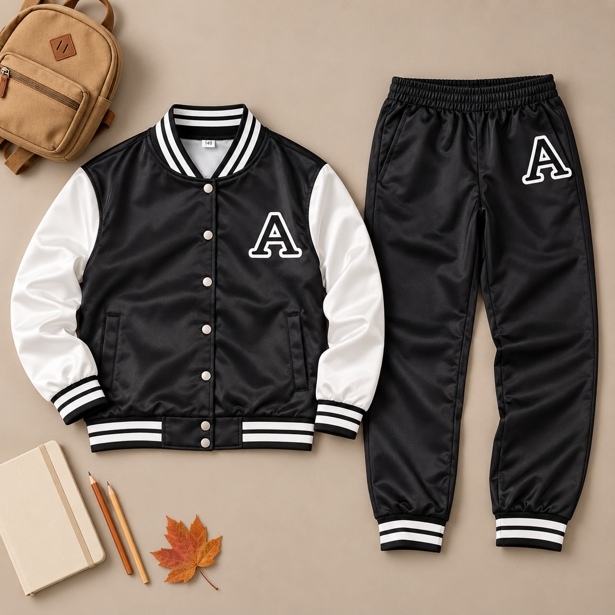 Ensemble Baseball A noir – flat lay avec accessoires