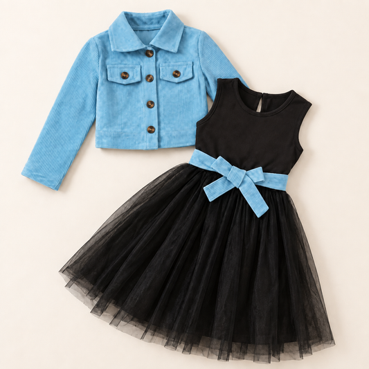 Ensemble Autumn bleu ciel et noir - vue complète