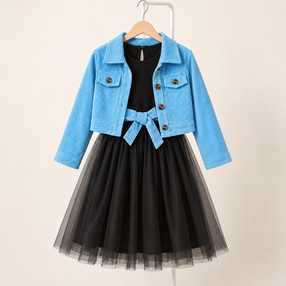 Ensemble Autumn bleu ciel et noir - présentation studio